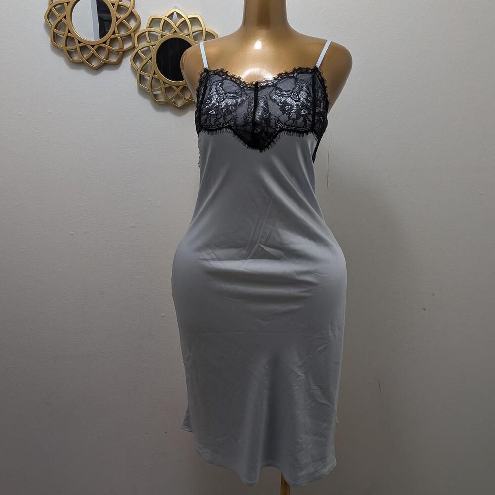Wild Fable Light Blue Lace Trim Slip Dress Size XS Lingerie Style Midi Cami - Picture 2 of 4